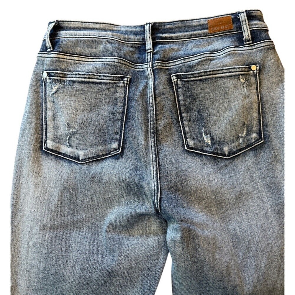 Judy Blue Womens Size 15 Boyfriend Jeans High Rise Blue Distressed - Picture 5 of 8